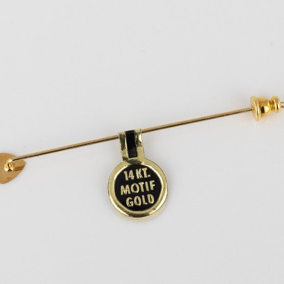 14kt Yellow Gold Heart Stickpin Vintage Flat Small Petite Delicate Dainty - Picture 3 of 4